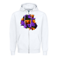 White halloween pumpkin patch  1 Zipper Hoodie - BundleAndBundleShop