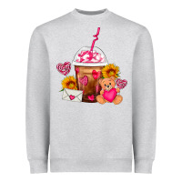 Heather Grey Valentines Day Frappe Coffee Heavyweight Sweatshirt - FaDigitalArtStudio