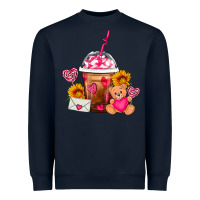Navy Valentines Day Frappe Coffee Heavyweight Sweatshirt - FaDigitalArtStudio