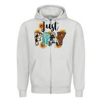Dove Grey Just Pray Zipper Hoodie - FaDigitalArtStudio