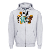 Heather Grey Just Pray Zipper Hoodie - FaDigitalArtStudio