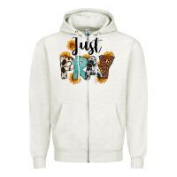 Oatmeal Heather Just Pray Zipper Hoodie - FaDigitalArtStudio
