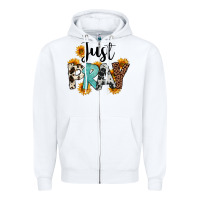 White Just Pray Zipper Hoodie - FaDigitalArtStudio