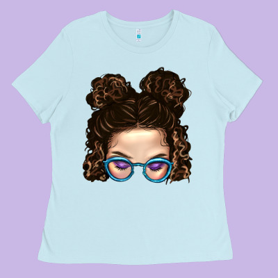 Messy Bun Mom And Glitter Glasses Ladies Tee Designed By Bundleandbundleshop