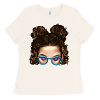 Bone Messy Bun Mom And Glitter Glasses Ladies Tee - BundleAndBundleShop