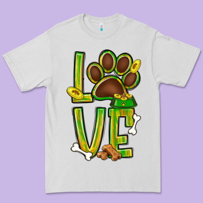 Tie Dye St. Patrick's Day Love Dog Paw Premium Tee Designed By Bundleandbundleshop