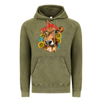 Western Cow With Sunflowers And Gemstone Vintage Hoodie | Teevron