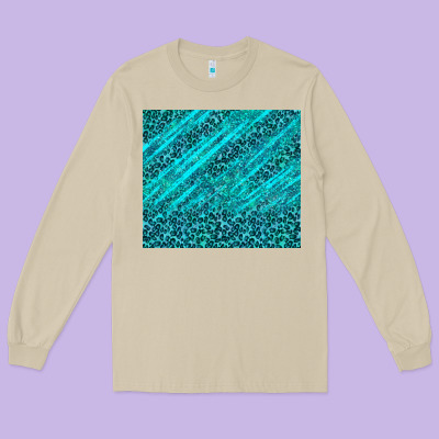 Blue Glitter With Leopard Pattern Long Sleeve Tee Designed By Tumblerdesignbyshophia