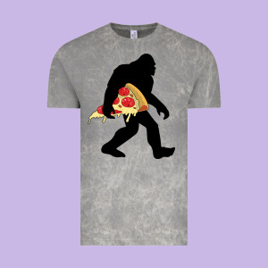Bigfoot Carrying Pizza Vintage Tee Designed By Artisfamous