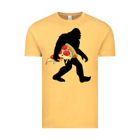 Vintage Mustard bigfoot carrying pizza Vintage Tee - artisFamous