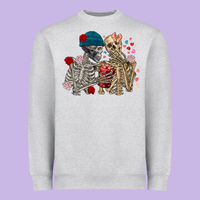 Skeleton Couple Valentine's Day Heavyweight Sweatshirt Designed By Fadigitalartstudio