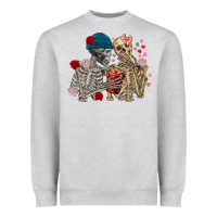 Heather Grey Skeleton couple Valentine's Day Heavyweight Sweatshirt - FaDigitalArtStudio