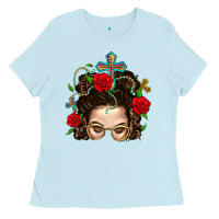 Baby Blue Messy Bun Mom Faith And Rose Ladies Tee - BundleAndBundleShop