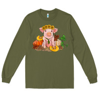 Army Green fall pig Long Sleeve Tee - RanaPortraitStore