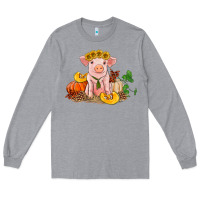 Heather Grey fall pig Long Sleeve Tee - RanaPortraitStore