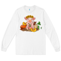 White fall pig Long Sleeve Tee - RanaPortraitStore