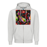 Dove Grey halloween bad witch seamless pattern Zipper Hoodie - BundleAndBundleShop