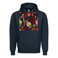 Navy halloween bad witch seamless pattern Zipper Hoodie - BundleAndBundleShop