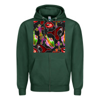 Sports Green halloween bad witch seamless pattern Zipper Hoodie - BundleAndBundleShop