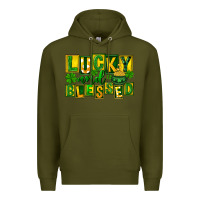 Army Green St Patricks Day Lucky And Blessed Premium Hoodie - FaDigitalArtStudio
