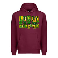 Burgundy St Patricks Day Lucky And Blessed Premium Hoodie - FaDigitalArtStudio