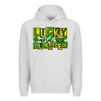 Dove Grey St Patricks Day Lucky And Blessed Premium Hoodie - FaDigitalArtStudio