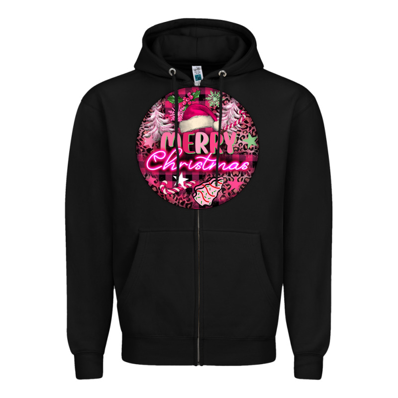 Pink Merry Christmas Zipper Hoodie by FaDigitalArtStudio | Teevron