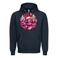 Navy pink merry christmas Zipper Hoodie - FaDigitalArtStudio