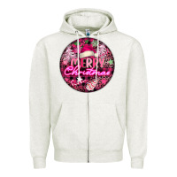 Oatmeal Heather pink merry christmas Zipper Hoodie - FaDigitalArtStudio
