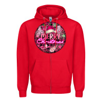 Red pink merry christmas Zipper Hoodie - FaDigitalArtStudio