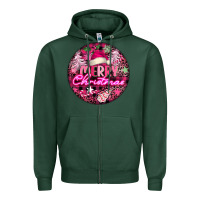 Sports Green pink merry christmas Zipper Hoodie - FaDigitalArtStudio