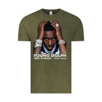 Vintage Olive Rest in Peace Young Dolph Vintage Tee - artisFamous