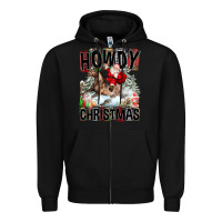 Black Howdy Christmas Rodeo Santa Zipper Hoodie - FaDigitalArtStudio