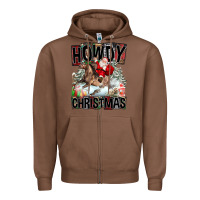 Chestnut Howdy Christmas Rodeo Santa Zipper Hoodie - FaDigitalArtStudio