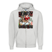 Dove Grey Howdy Christmas Rodeo Santa Zipper Hoodie - FaDigitalArtStudio