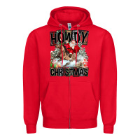 Red Howdy Christmas Rodeo Santa Zipper Hoodie - FaDigitalArtStudio
