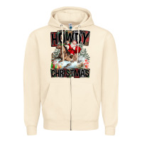 Sandshell Howdy Christmas Rodeo Santa Zipper Hoodie - FaDigitalArtStudio