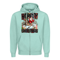 Seafoam Howdy Christmas Rodeo Santa Zipper Hoodie - FaDigitalArtStudio