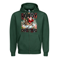 Sports Green Howdy Christmas Rodeo Santa Zipper Hoodie - FaDigitalArtStudio