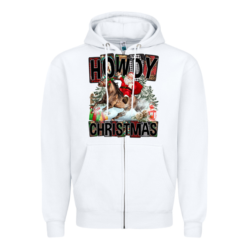 Howdy Christmas Rodeo Santa Zipper Hoodie by FaDigitalArtStudio | Teevron