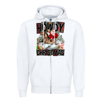 White Howdy Christmas Rodeo Santa Zipper Hoodie - FaDigitalArtStudio