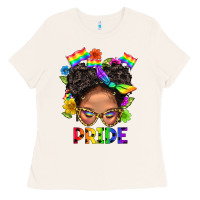 Bone LGBTQ+ Messy Bun Mom Pride With Flower Ladies Tee - BundleAndBundleShop