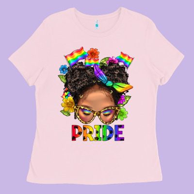Lgbtq+ Messy Bun Mom Pride With Flower Ladies Tee Designed By Bundleandbundleshop