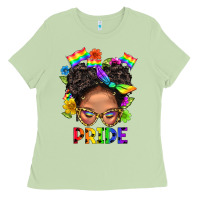 Matcha LGBTQ+ Messy Bun Mom Pride With Flower Ladies Tee - BundleAndBundleShop