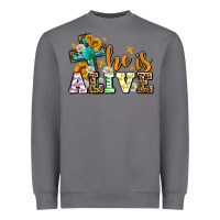 Storm Easter Day He is alive with cross Heavyweight Sweatshirt - OliviaCreatesArt