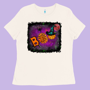 Boo Gemstone Halloween Pumpkin Ladies Tee Designed By Ranaportraitstore