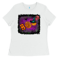 White boo gemstone halloween pumpkin Ladies Tee - RanaPortraitStore