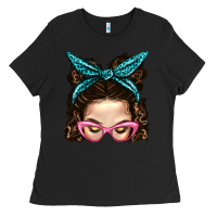 Black Messy Bun Mom With Leopard Bandana Ladies Tee - BundleAndBundleShop
