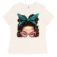 Bone Messy Bun Mom With Leopard Bandana Ladies Tee - BundleAndBundleShop