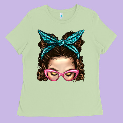 Messy Bun Mom With Leopard Bandana Ladies Tee Designed By Bundleandbundleshop